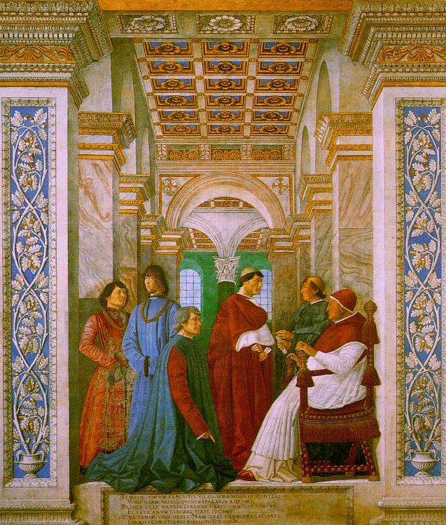 Melozzo da Forli Sixtus II with his Nephews and his Librarian Palatina China oil painting art